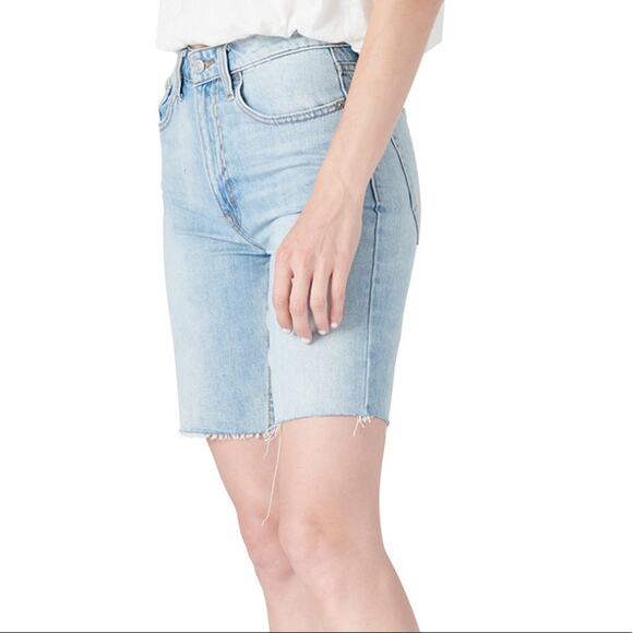 Lucky Brand Jean Shorts NWT High Rise Raw Hem Bermuda Cutoff Denim Light Wash 25 - Picture 3 of 4